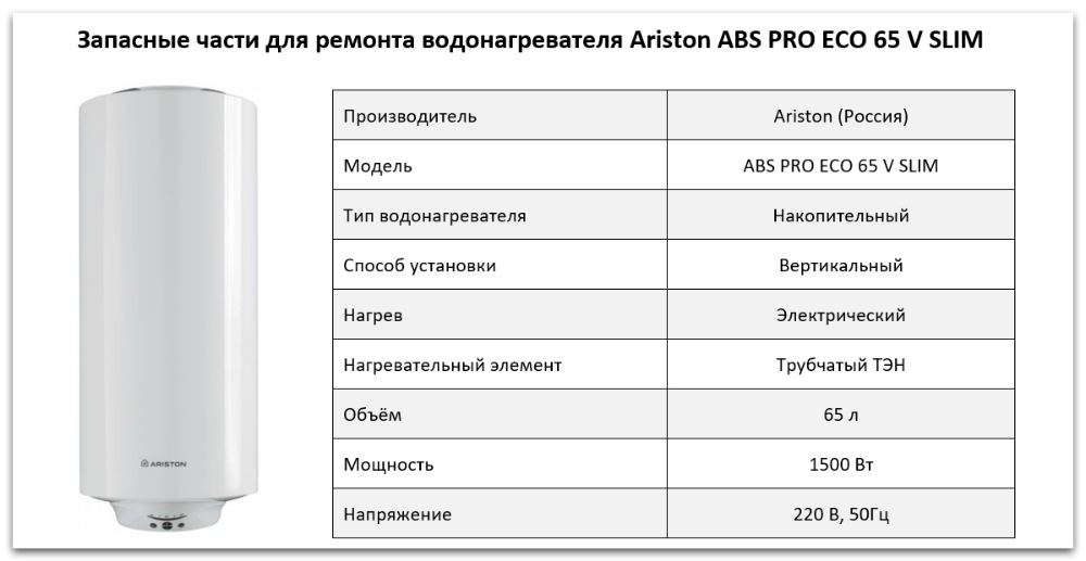 запчасти Ariston ABS PRO ECO 65 V SLIM Купить запчасти Ariston ABS PRO ECO 65 V SLIM в Костроме