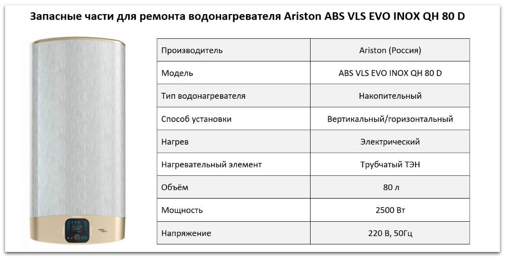 Купить запчасти Ariston ABS VLS EVO INOX QH 80 D в Костроме